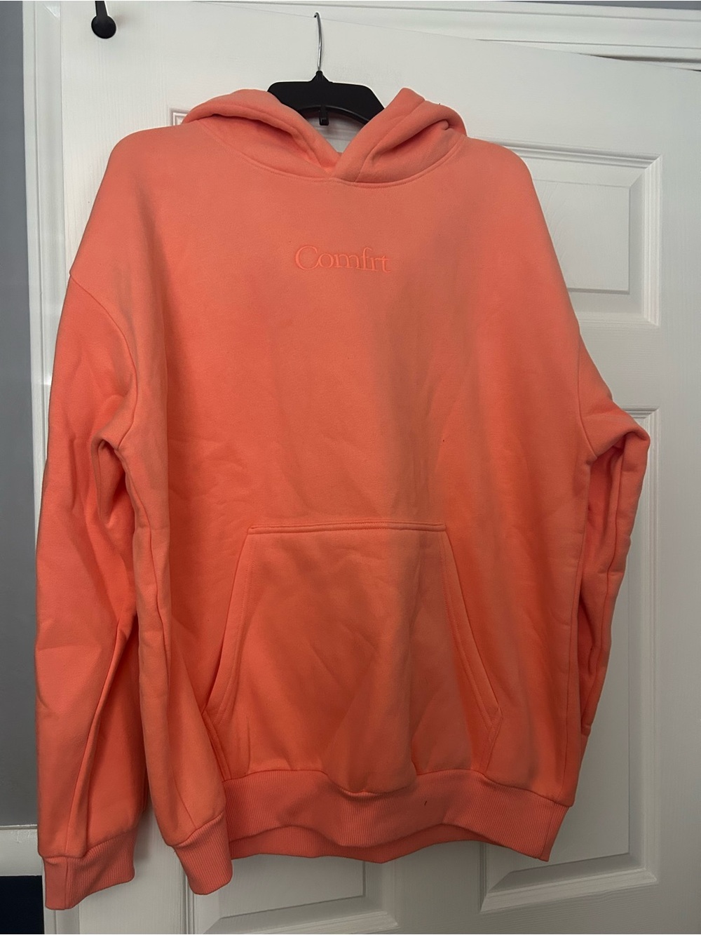 Comfort Embroidered Coral Crewneck Hoodie - Women's Pullover Sweater